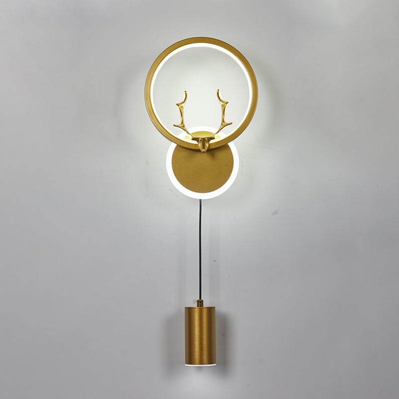 Modern LED Metal Wall Sconce Circle Shape Wall Light with Acrylic Shade for Bedroom