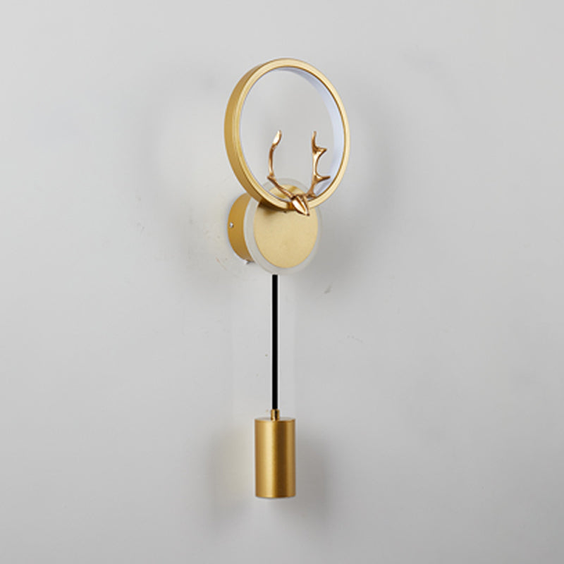 Modern LED Metal Wall Sconce Circle Shape Wall Light with Acrylic Shade for Bedroom