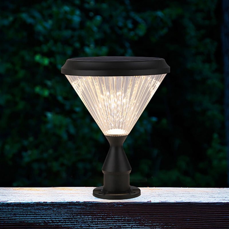 Contemporary Pillar Light with Cone Shaped Shade for Courtyard