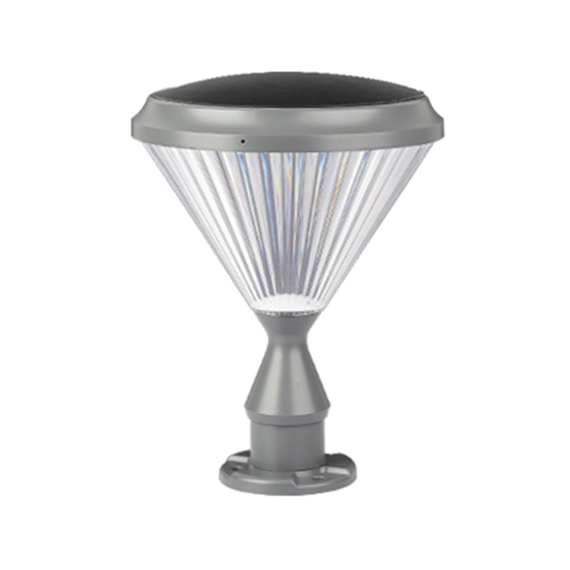 Contemporary Pillar Light with Cone Shaped Shade for Courtyard