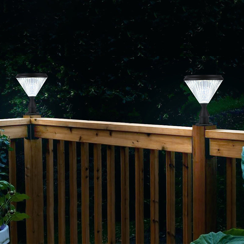 Contemporary Pillar Light with Cone Shaped Shade for Courtyard