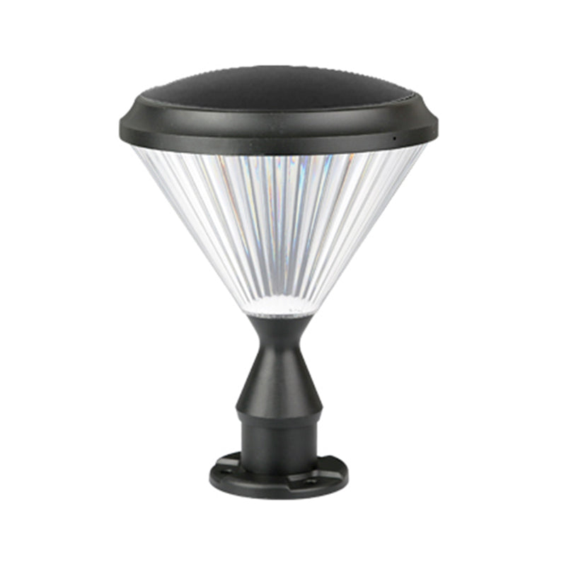 Contemporary Pillar Light with Cone Shaped Shade for Courtyard