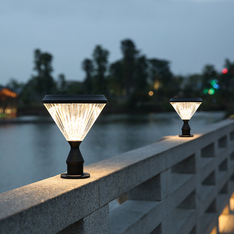 Contemporary Pillar Light with Cone Shaped Shade for Courtyard