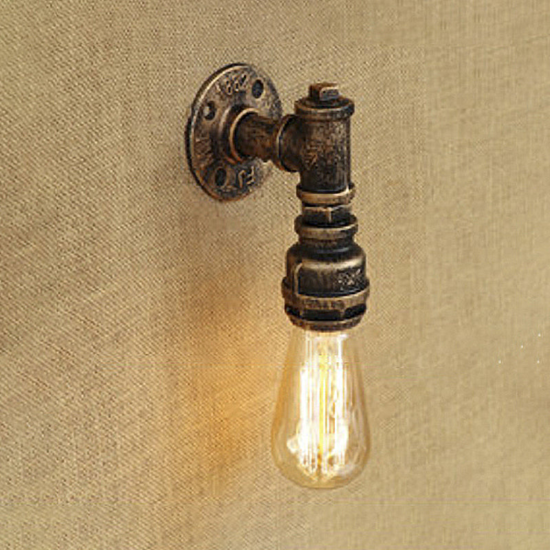 Gealterte Messingrohr -Wandleuchte Vintage Industrial Schmiedeeisen 1 Licht Innenwandbeleuchtung