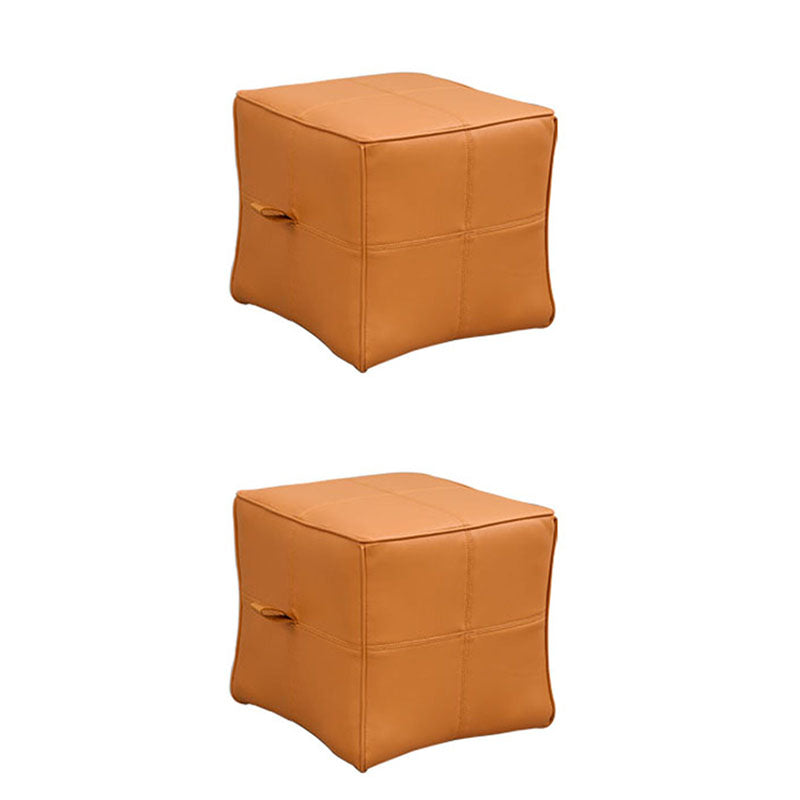 Contemporary Square Cube Leather Upholstered Cube for Living Room