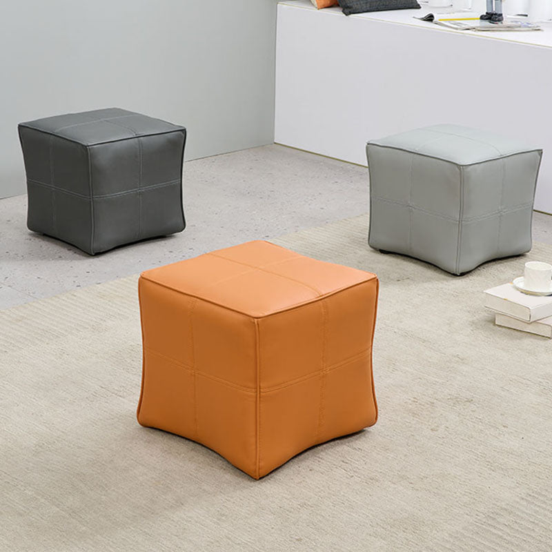 Contemporary Square Cube Leather Upholstered Cube for Living Room