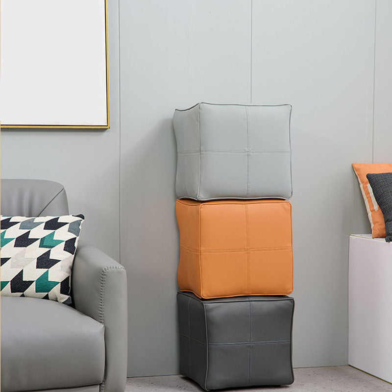 Contemporary Square Cube Leather Upholstered Cube for Living Room