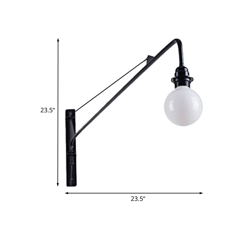 Metal Long Arm Wall Light Fixture with Bare Bulb Industrial Style 1 Light Study Room Sconce Lighting in Black