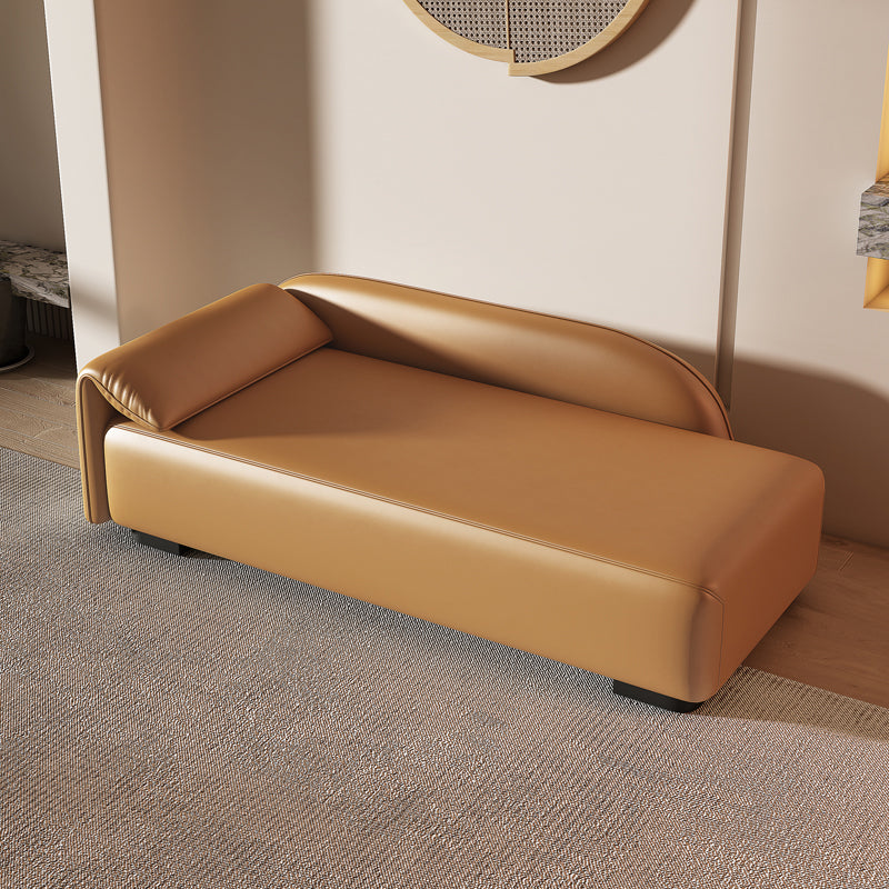 Scandinavian Upholstered Solid Color Genuine Leather One Armed Chaise