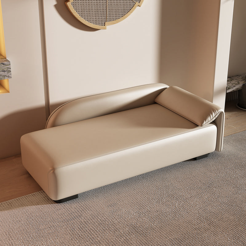 Scandinavian Upholstered Solid Color Genuine Leather One Armed Chaise