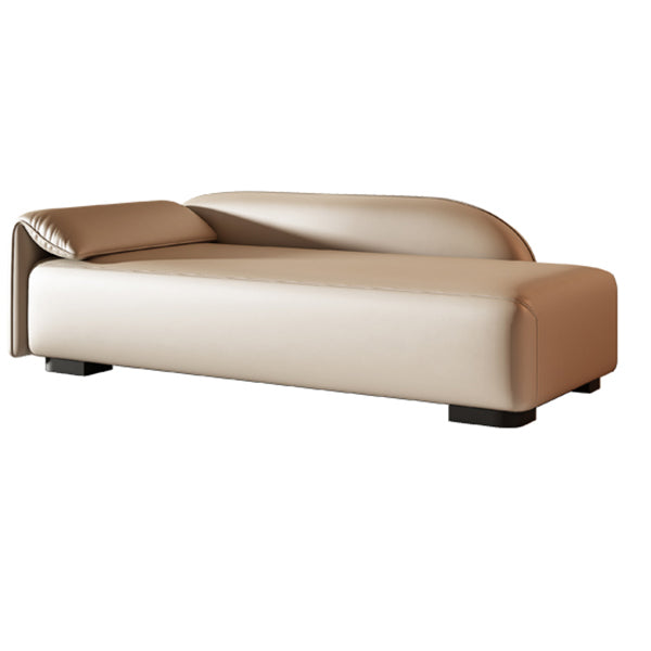 Scandinavian Upholstered Solid Color Genuine Leather One Armed Chaise