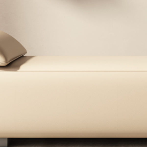 Scandinavian Upholstered Solid Color Genuine Leather One Armed Chaise