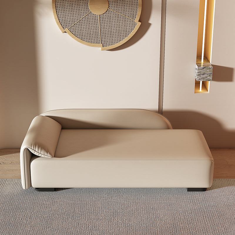 Scandinavian Upholstered Solid Color Genuine Leather One Armed Chaise