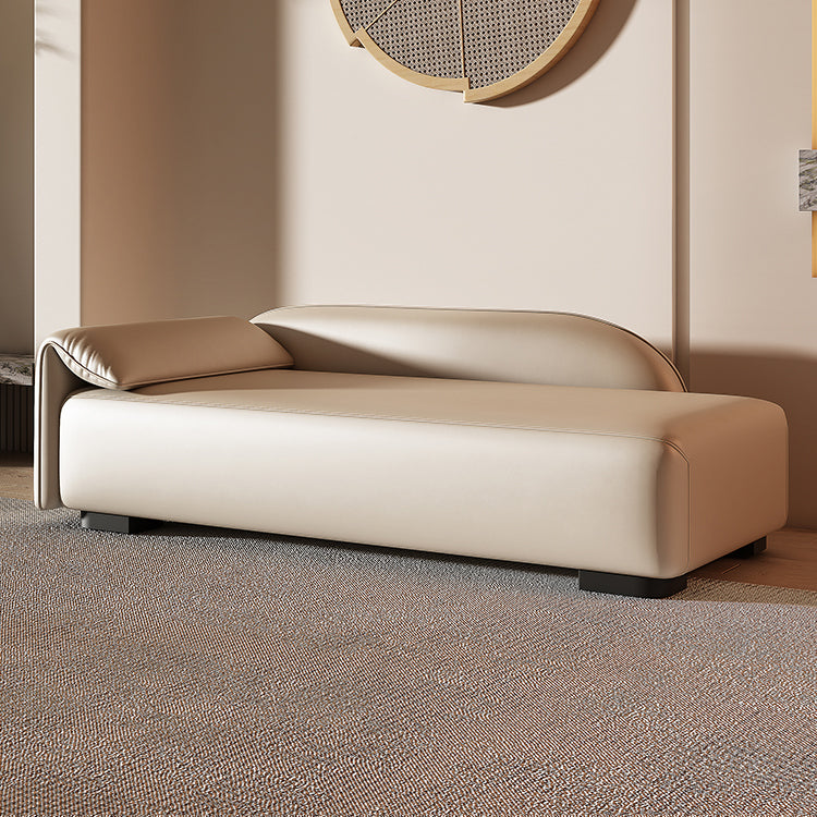 Scandinavian Upholstered Solid Color Genuine Leather One Armed Chaise