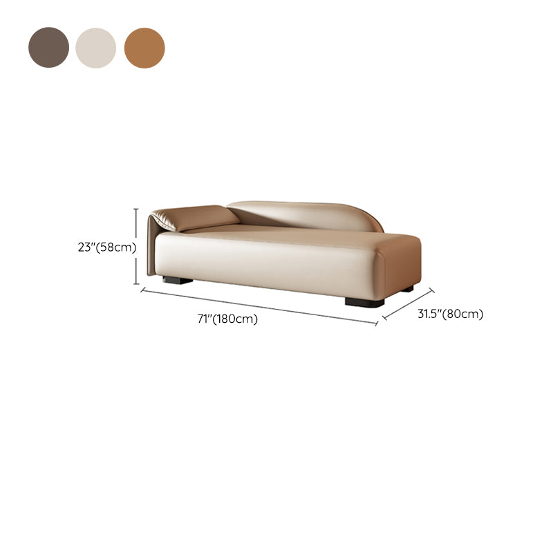 Scandinavian Upholstered Solid Color Genuine Leather One Armed Chaise