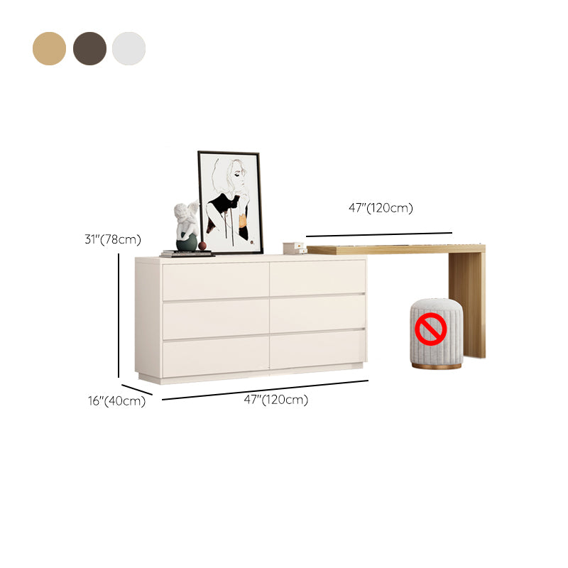 Bedroom Simple Make-up Vanity and Stool in White with Drawers