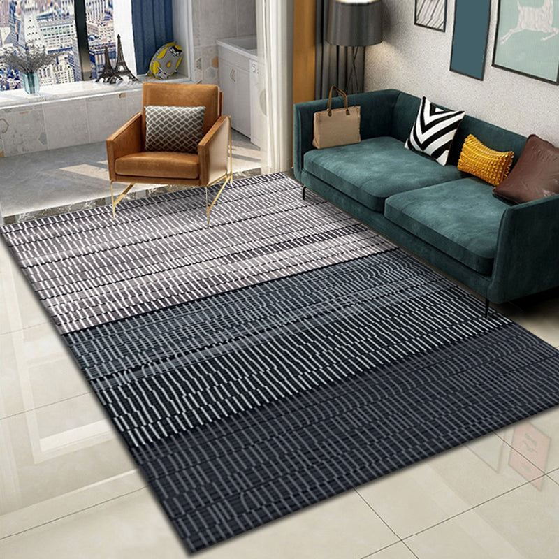 Simple Dark Color Rug Geometric Polyester Rug Stain Resistant Area Carpet for Living Room