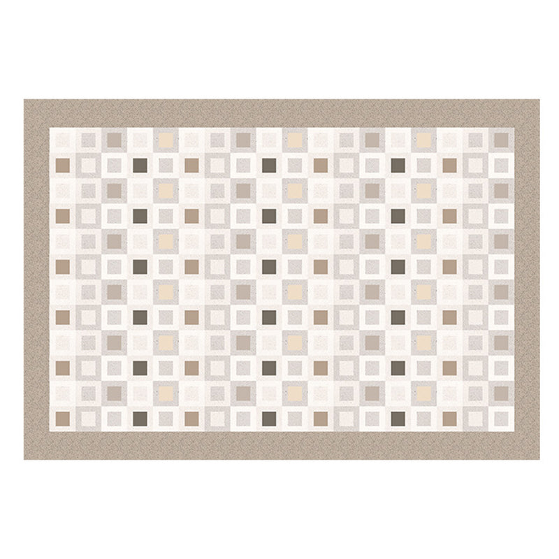 Vintage Check Rug Polyester Indoor Rug Non-Slip Area Carpet for Living Room and Bedroom