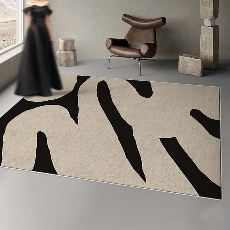 Modern Art Plain Rug Polyester Indoor Rug Non-slip Area Carpet for Bedroom