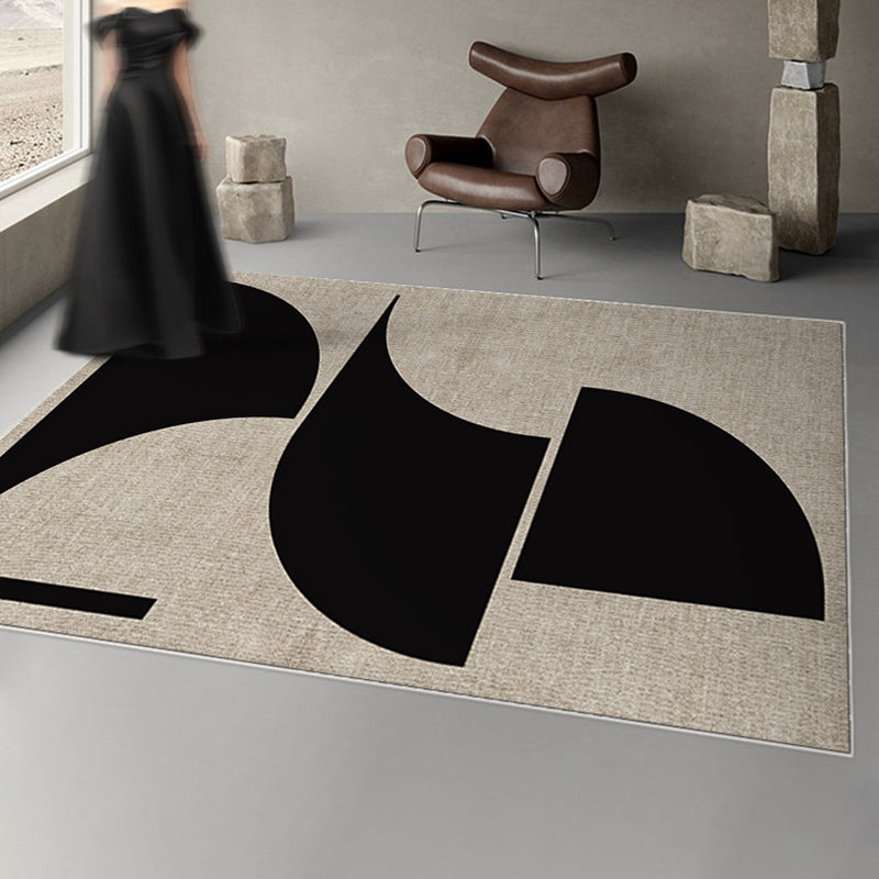 Modern Art Plain Rug Polyester Indoor Rug Non-slip Area Carpet for Bedroom
