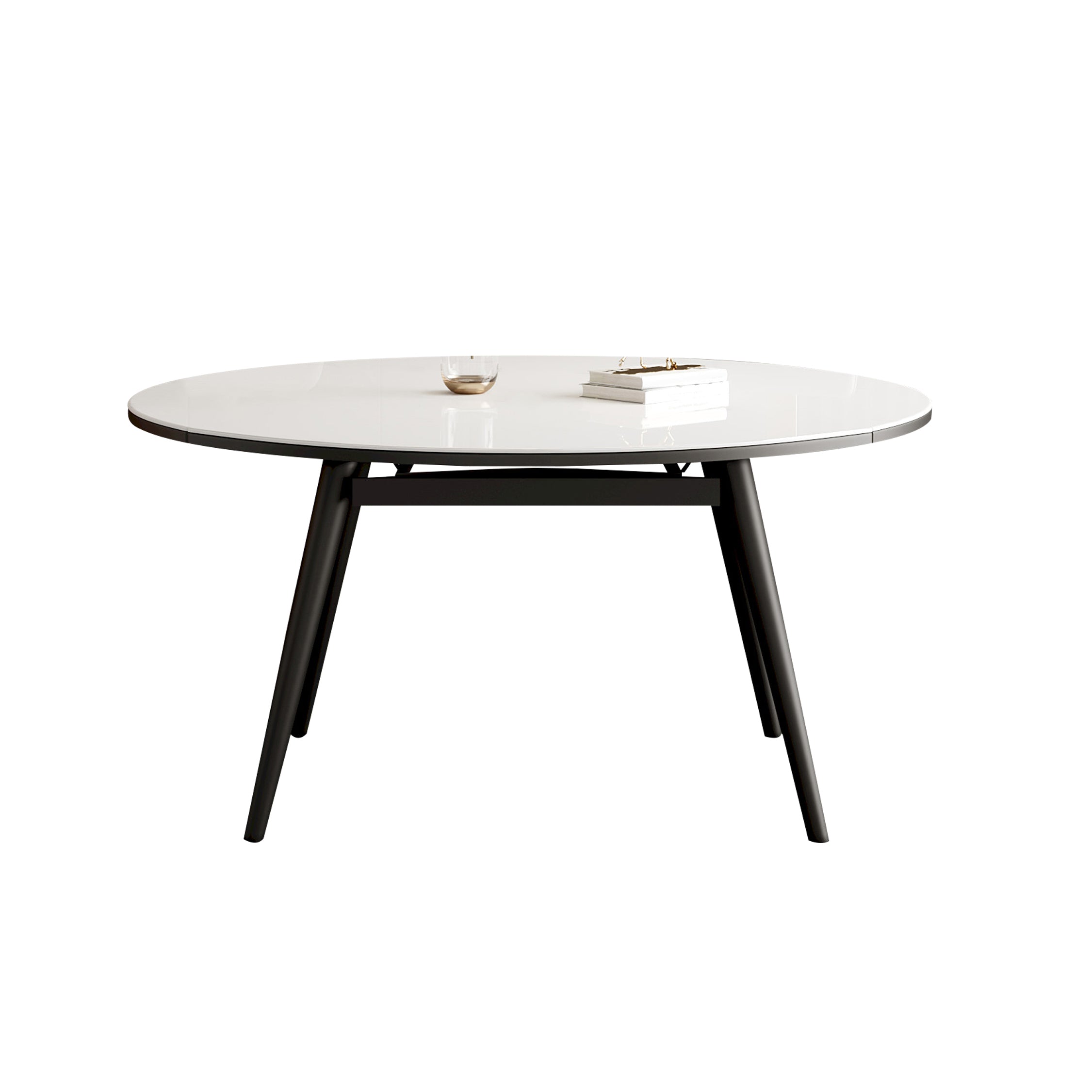 Modern Stone Top Dining Table Extendable for Small Spaces in White