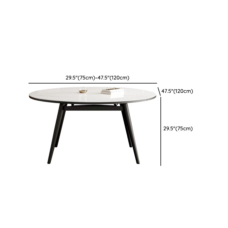 Modern Stone Top Dining Table Extendable for Small Spaces in White