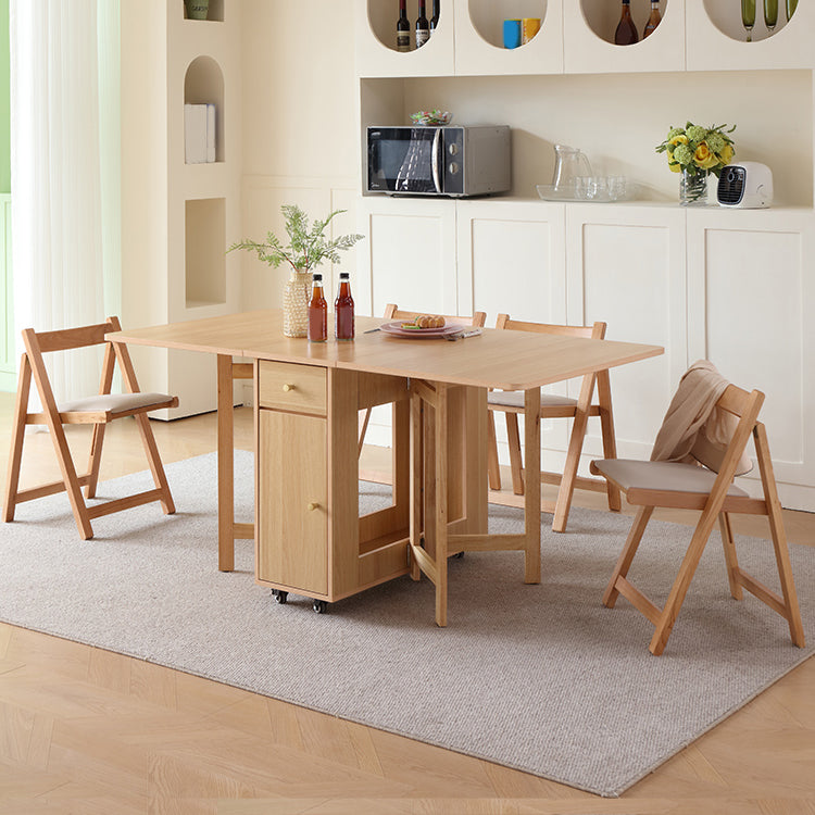 Modern Folding Dining Table Extendable for Small Spaces in Natural