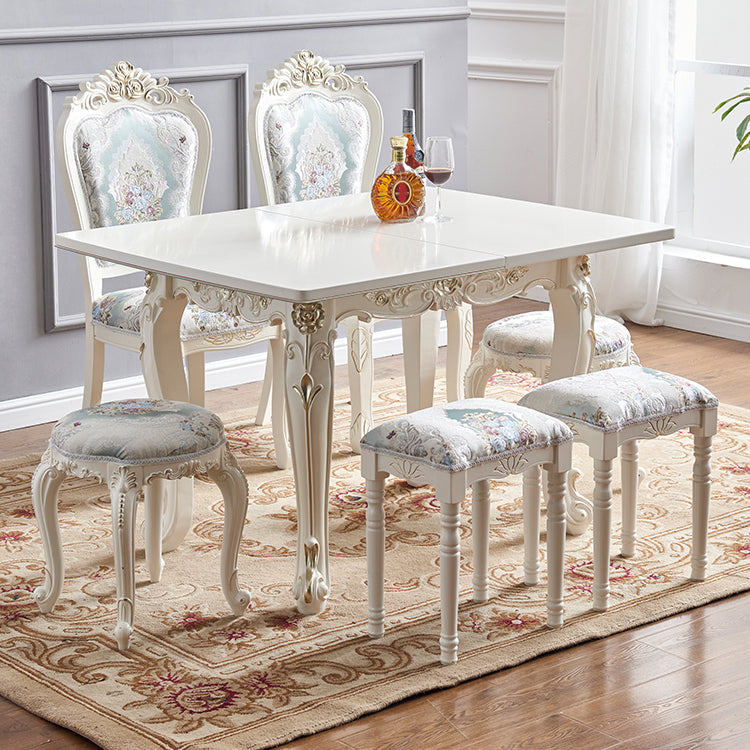 Glam Foldable Rectangle Dining Table Glass Tabletop with Wood Legs