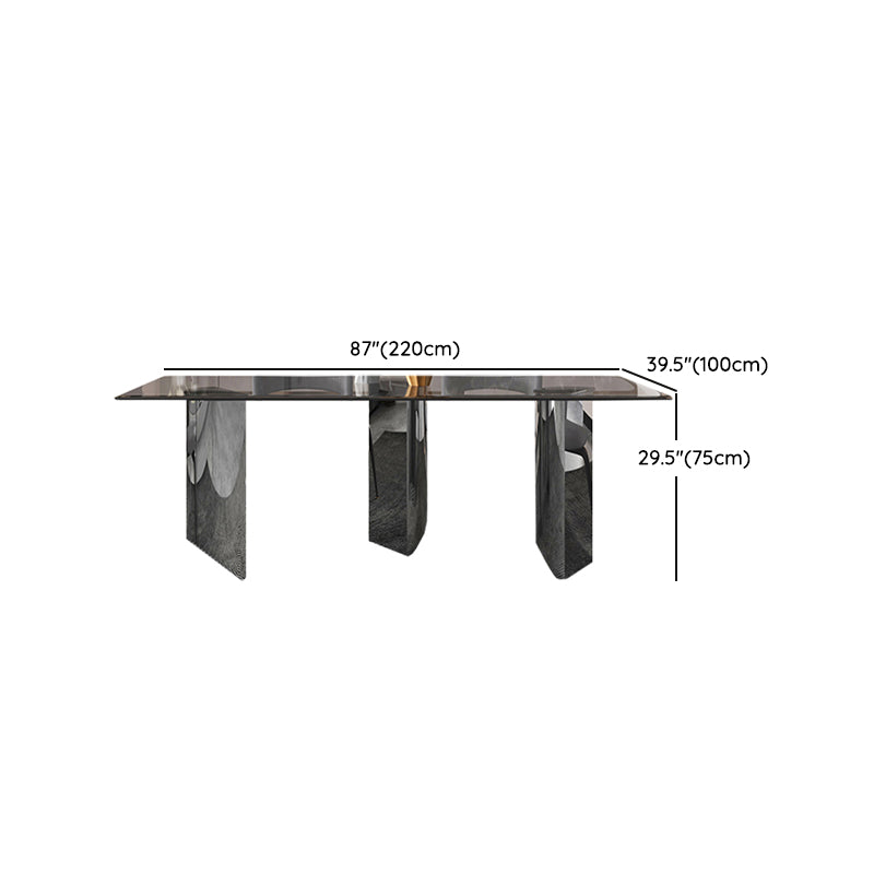 Modern Glass Dining Table Rectangle Tabletop with Glass Legs