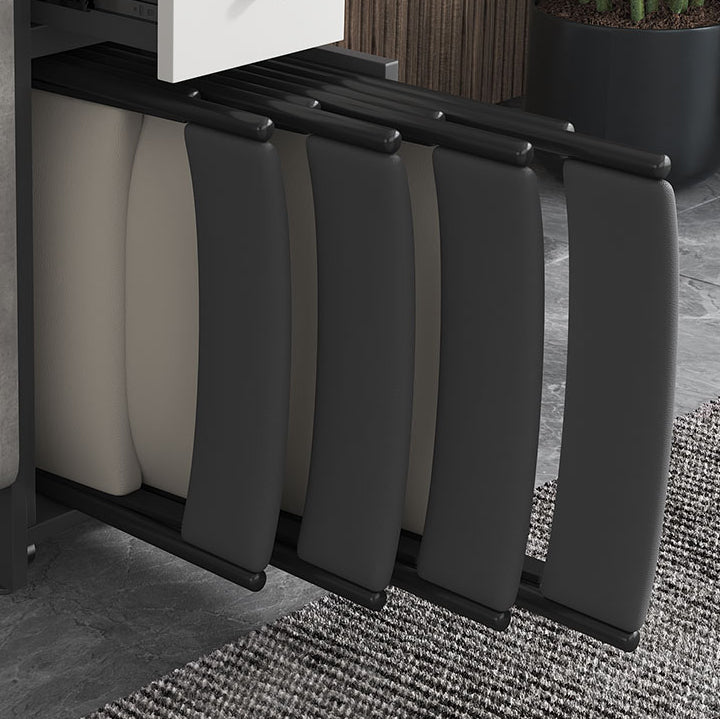 Modern Foldable Wood Top Dining Table Extendable for Small Spaces in Grey