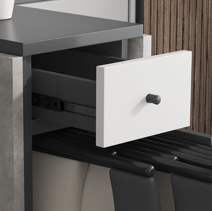 Modern Foldable Wood Top Dining Table Extendable for Small Spaces in Grey
