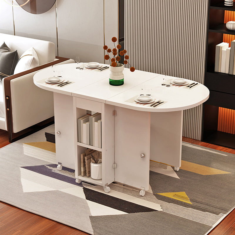 Wooden Foldable Dining Table Extendable for Small Spaces with Storage