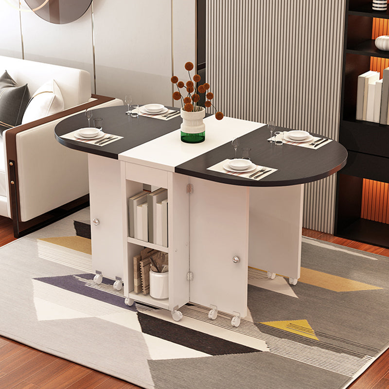 Wooden Foldable Dining Table Extendable for Small Spaces with Storage