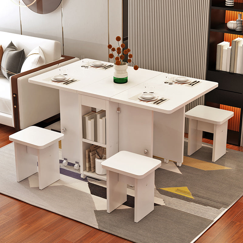 Wooden Foldable Dining Table Extendable for Small Spaces with Storage