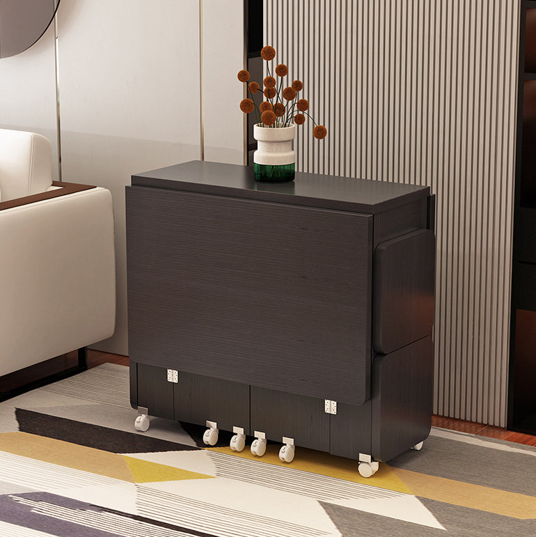 Wooden Foldable Dining Table Extendable for Small Spaces with Storage
