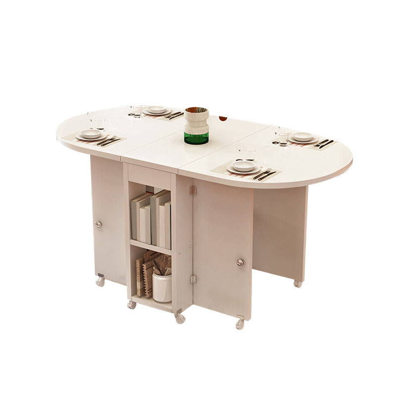 Wooden Foldable Dining Table Extendable for Small Spaces with Storage