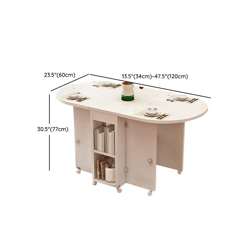 Wooden Foldable Dining Table Extendable for Small Spaces with Storage