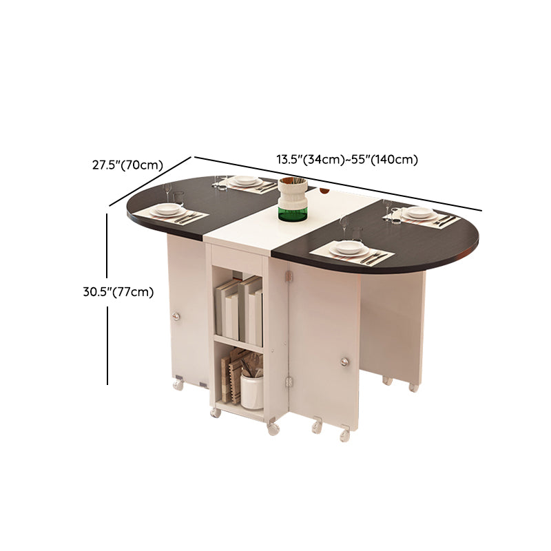 Wooden Foldable Dining Table Extendable for Small Spaces with Storage