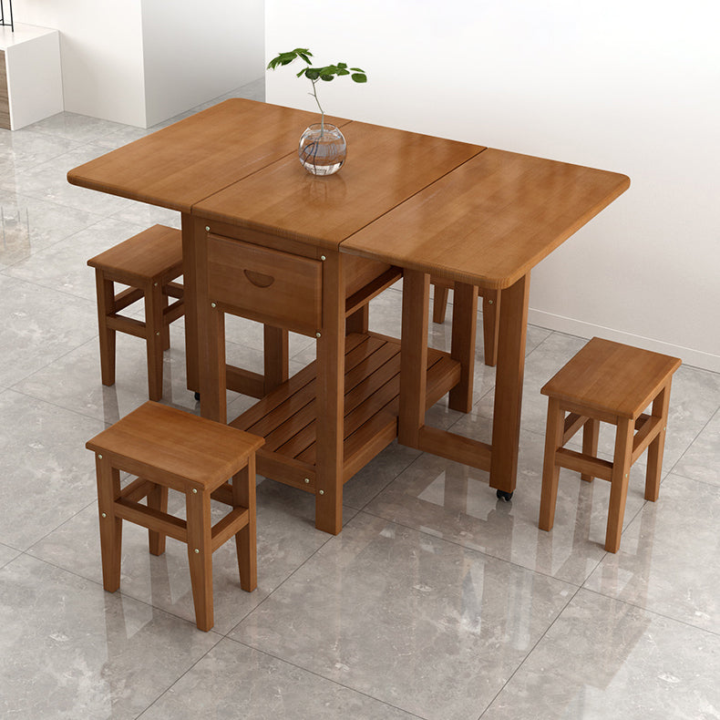 Brown Modern Rectangle Wooden Dining Room Table for Small Space