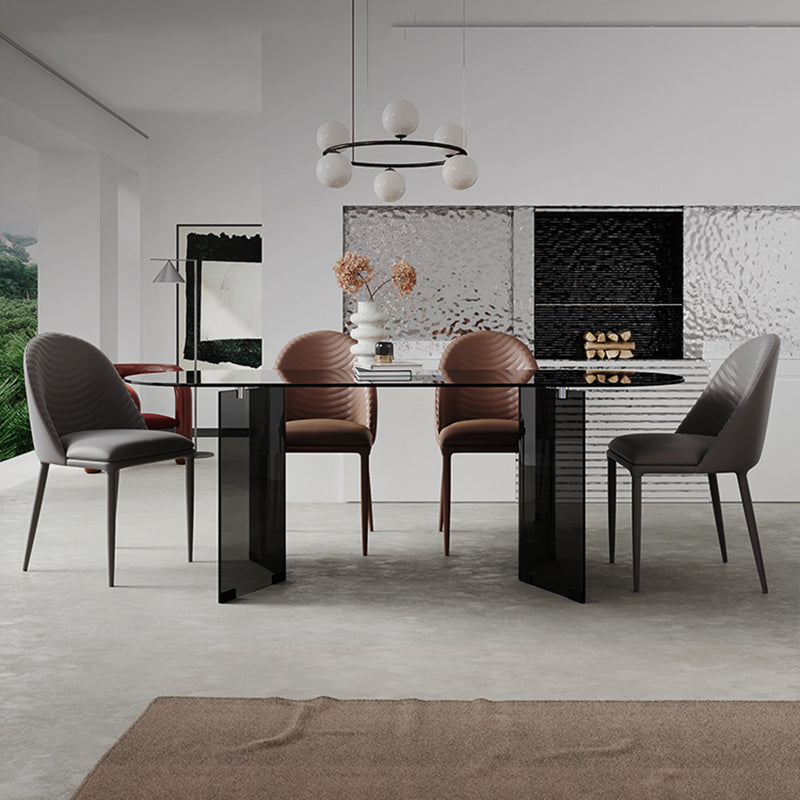 1/2/5/7 Pieces Modern Oval Tempered Glass Top Dining Set for Home