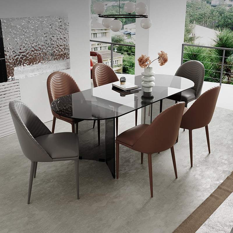 1/2/5/7 Pieces Modern Oval Tempered Glass Top Dining Set for Home