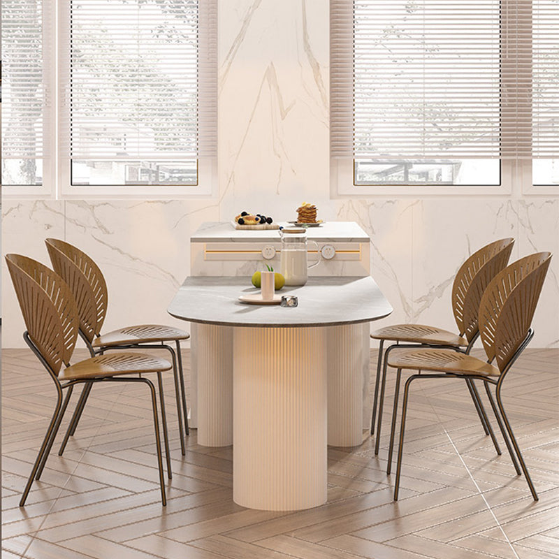 1/2/4/5 Pcs Stone 3 Legs Standard Height Dinette Table with Chair