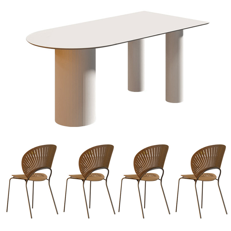 1/2/4/5 Pcs Stone 3 Legs Standard Height Dinette Table with Chair
