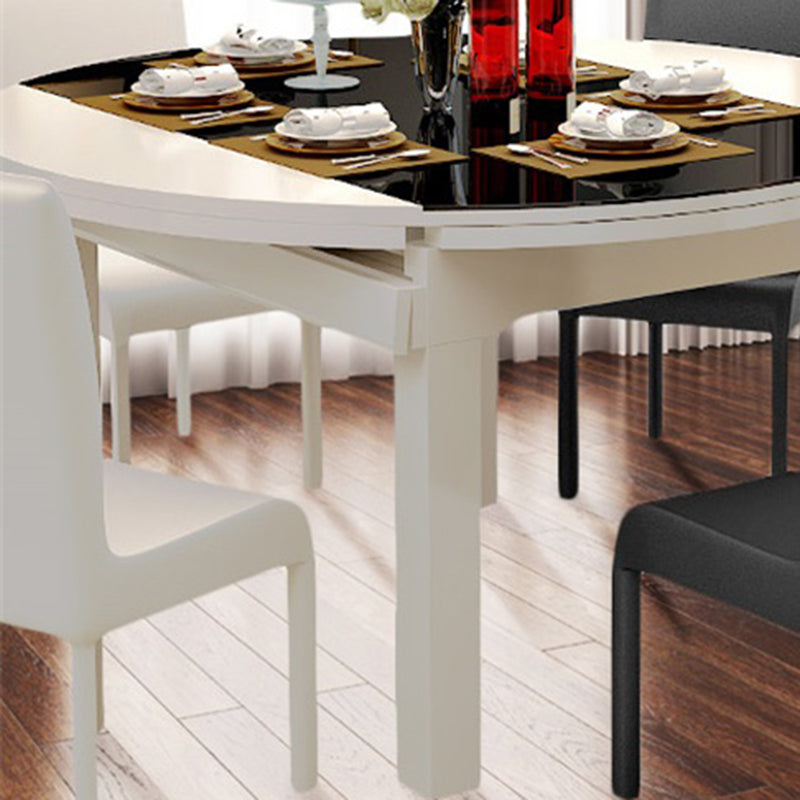 Contemporary Tempered Glass Top Dining Room Set Folding for Kitchen