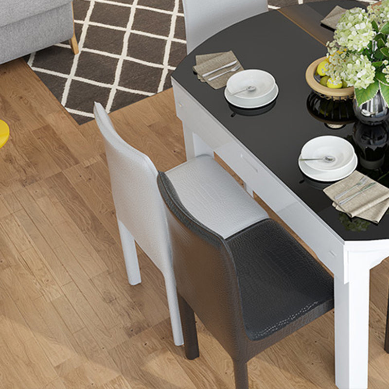 Contemporary Tempered Glass Top Dining Room Set Folding for Kitchen