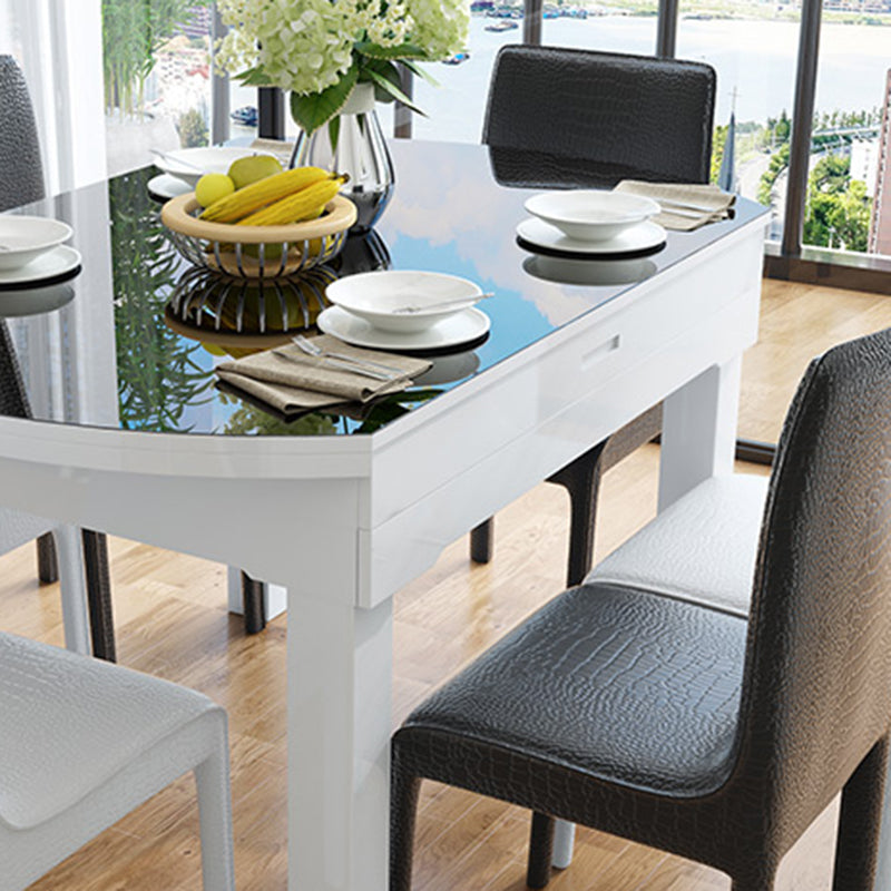 Contemporary Tempered Glass Top Dining Room Set Folding for Kitchen