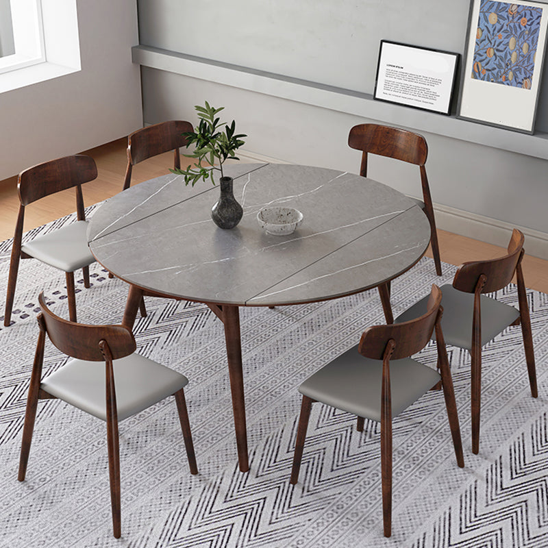 1/5/7/9 Pieces Sintered Stone Top Round Grey Dining Set for Home