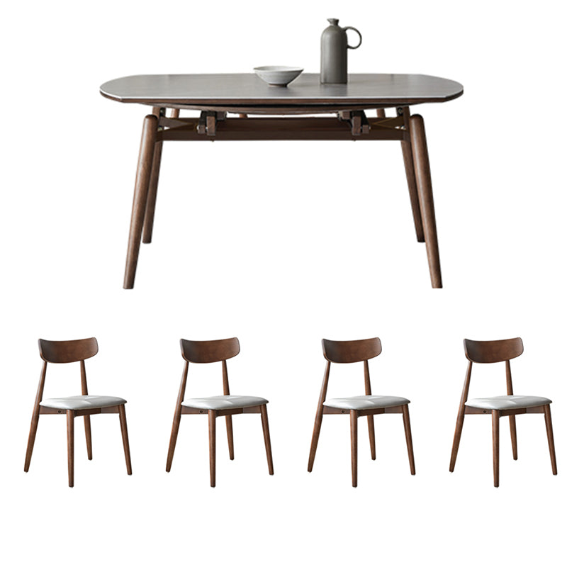 1/5/7/9 Pieces Sintered Stone Top Round Grey Dining Set for Home