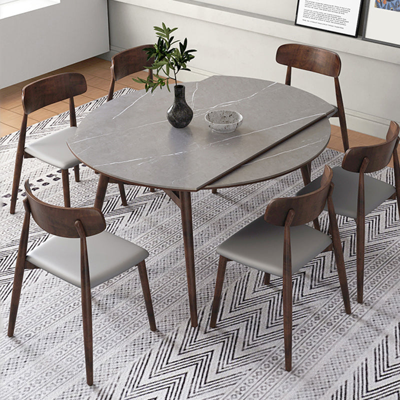 1/5/7/9 Pieces Sintered Stone Top Round Grey Dining Set for Home