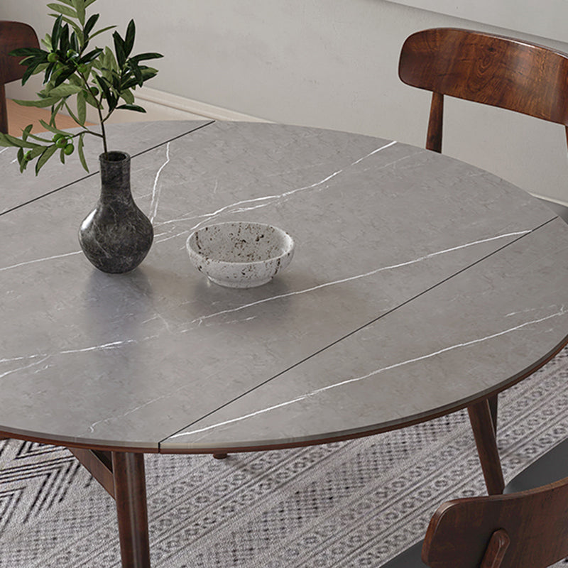 1/5/7/9 Pieces Sintered Stone Top Round Grey Dining Set for Home